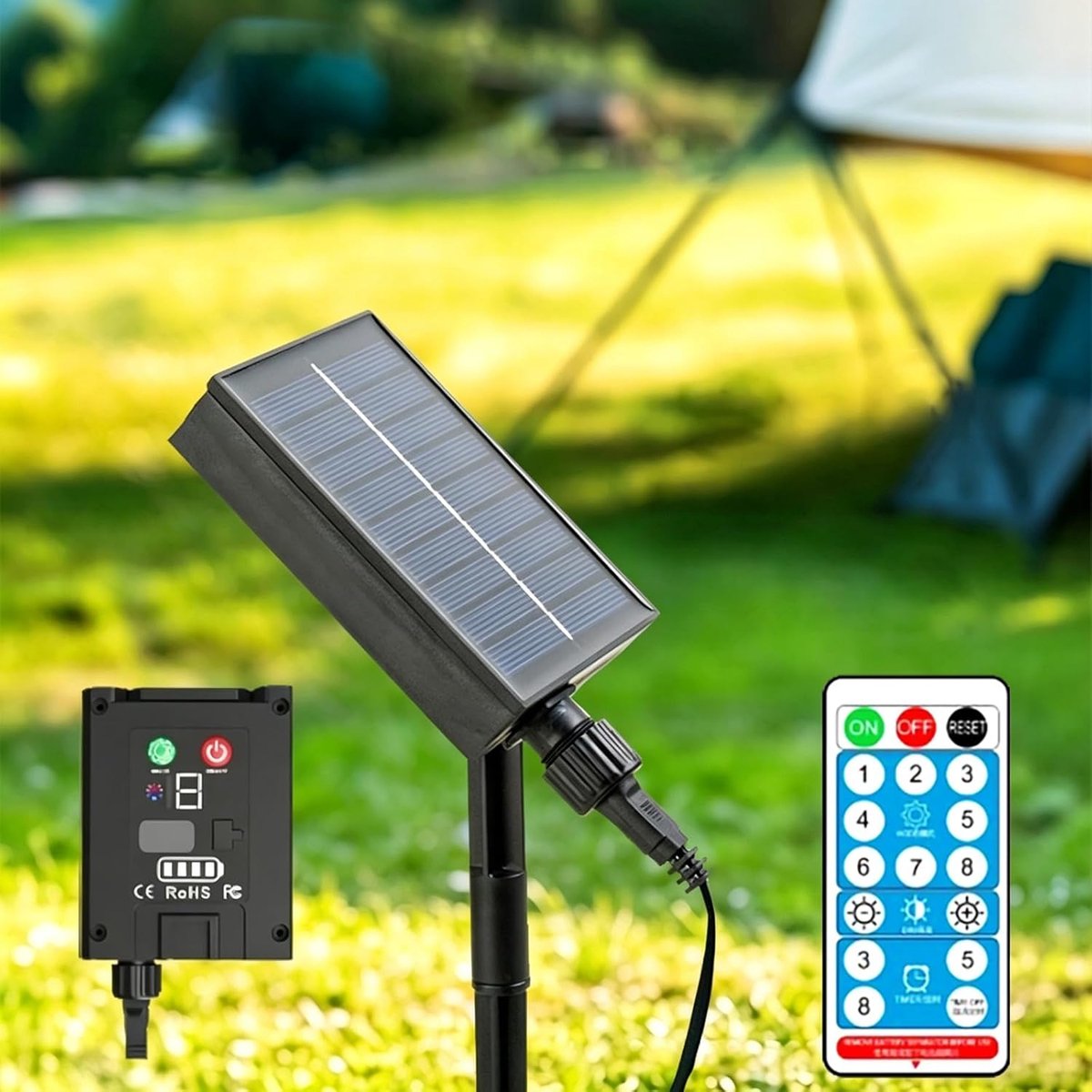 1200 mAh zonnepaneelbesturingsbox, 3,7 V lithiumbatterijpaneel, 8 knippermodi, lichtsnoer op zonne-energie, printplaat met afstandsbediening voor 24 V led-lichtkettingen