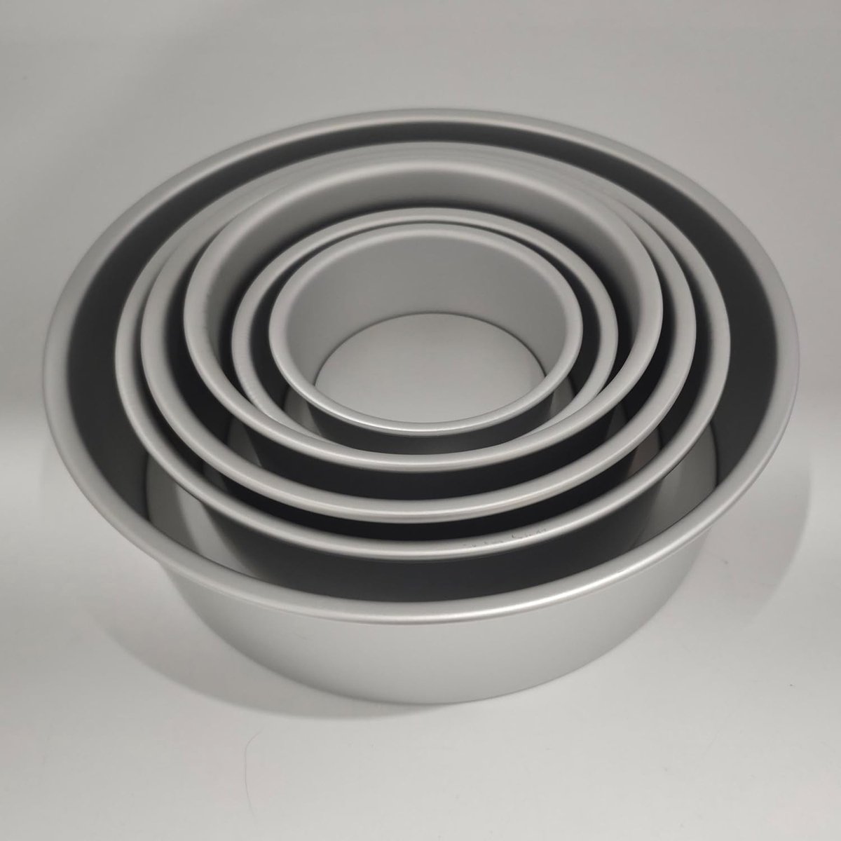 Set van 6 ronde taartvormen van geanodiseerd aluminium met afneembare bodem, ideaal voor taartlagen en gebak, maten 10/13/15/18/20/25 cm