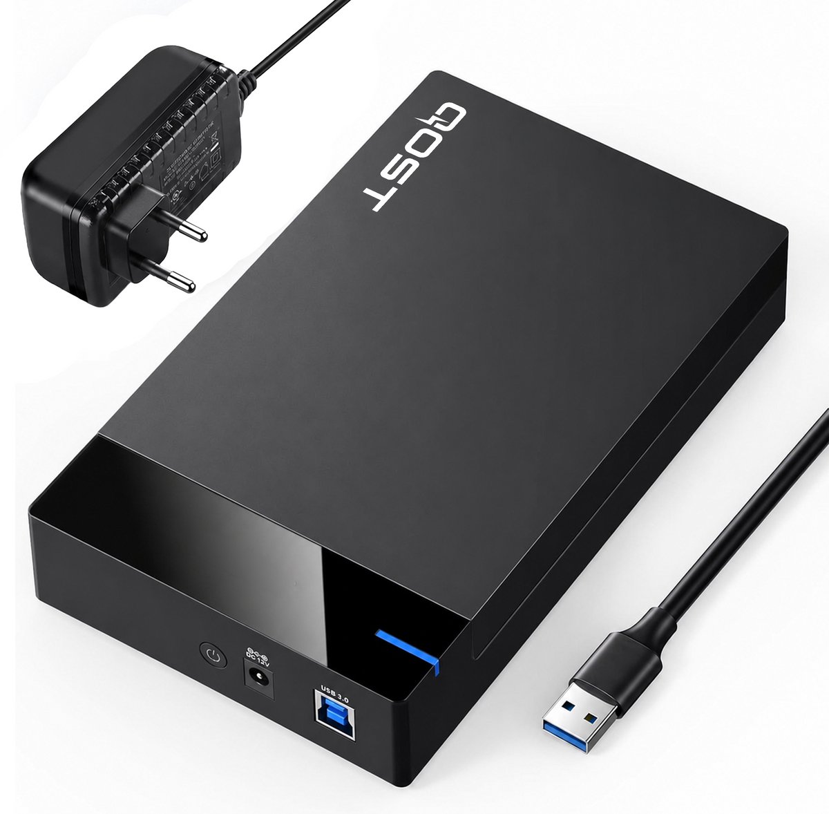 Qost - 3.5 Inch Harde Schijf Behuizing - Zwart - SATA Adapter 3,5/2,5 Inch - USB 3.2 Gen1 - 5Gbps - Inclusief 12V 2A Voeding
