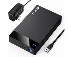 Qost - 3.5 Inch Harde Schijf Behuizing - Zwart - SATA Adapter 3,5/2,5 Inch - USB 3.2 Gen1 - 5Gbps - Inclusief 12V 2A Voeding