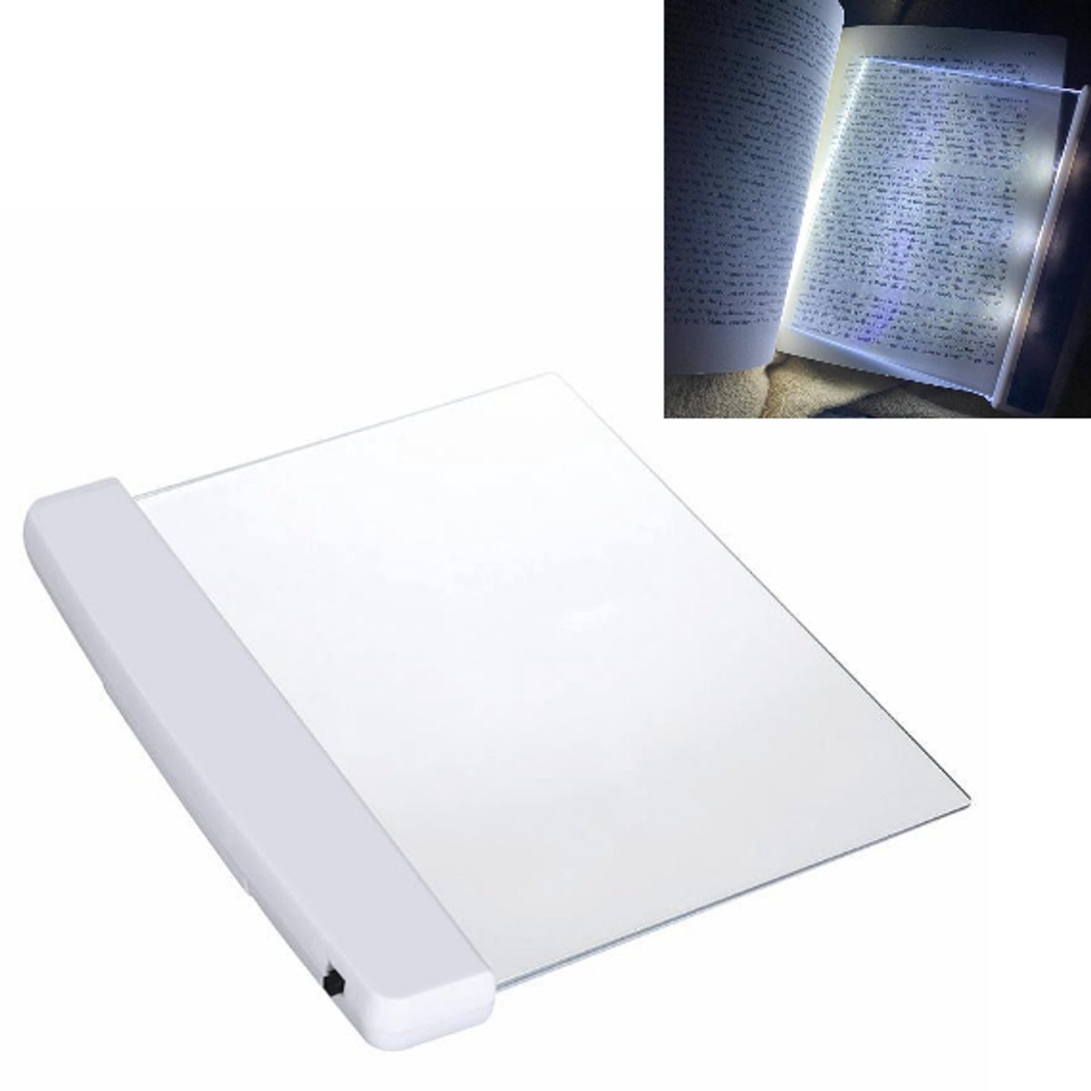 Platte boeklamp - boek leeslamp - beschermende leeslamp – nachtleeslamp - Bladzijde Verlichting - (Batterijen niet meegeleverd) – Wit – LOUZIR