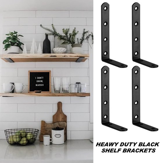 Zware Hoeksteunen voor Planken - 4 Stuks Wandmontage Steunen voor Kasten, Keuken en Kantoor - 125x75 mm — afbeelding 2