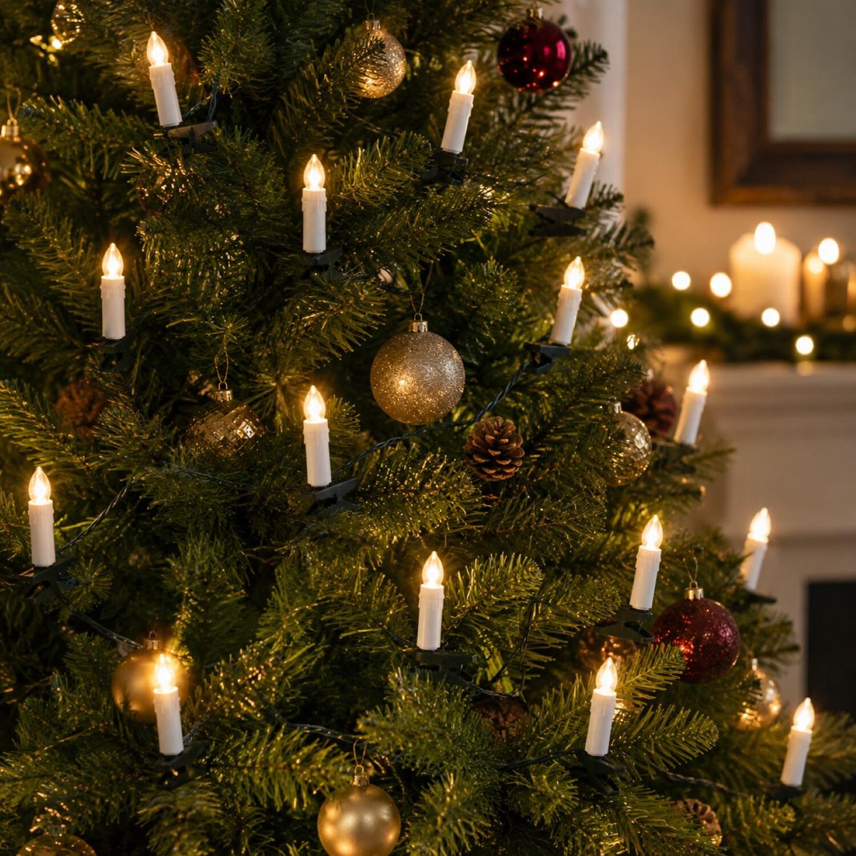Kaarsen verlichting - 12 meter - 50 LED lampjes - warm wit - kerstverlichting lichtsnoer – foto 6