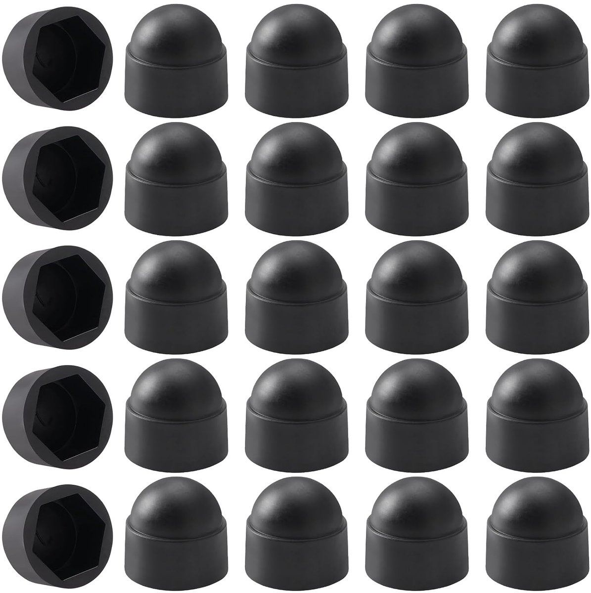 25 Stuks M10 (17mm Sleutel) Koepelmoer Beschermkappen, Zeskantige Schroefafdekking, voor Het Beschermen van Schroeven en Moeren, Zwart