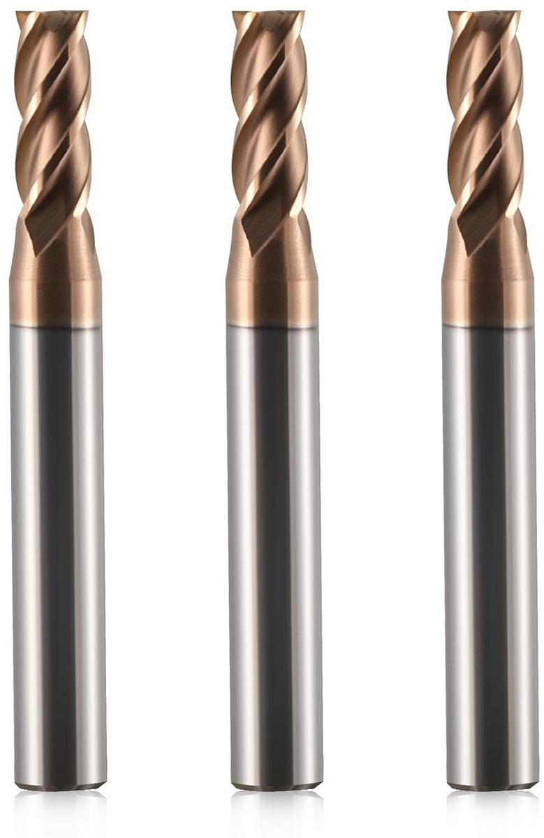 3 stuks VHM frees, schachtfrezen van hardmetaal, AlTiN-gecoat, hardheid: 55 HRC, 4 snijkanten, boren, frezen, afvlakken, onderdompelen, CNC, wolfraamcarbide (5 mm)