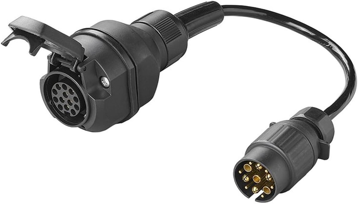 13-Polig Multicon West naar Jaeger, 30 cm | Ombouwkabel caravan & aanhanger – NEN6120 & ISO11446 – corrosiebestendige goudcontacten – plug & play