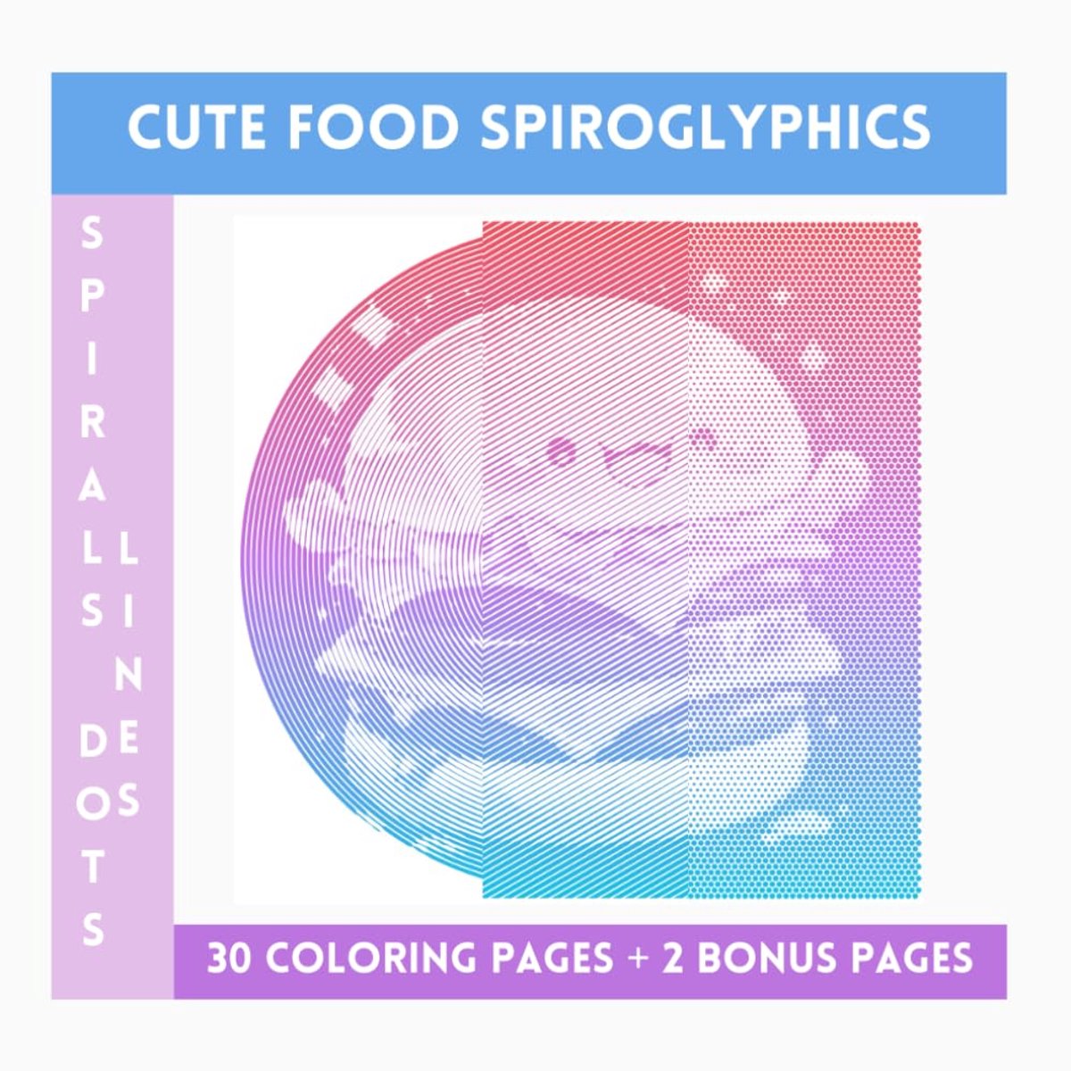 Food Spiroglyphics Spirals Lines Dots: One Color Coloring Book With Unique Ilustraions To Discover