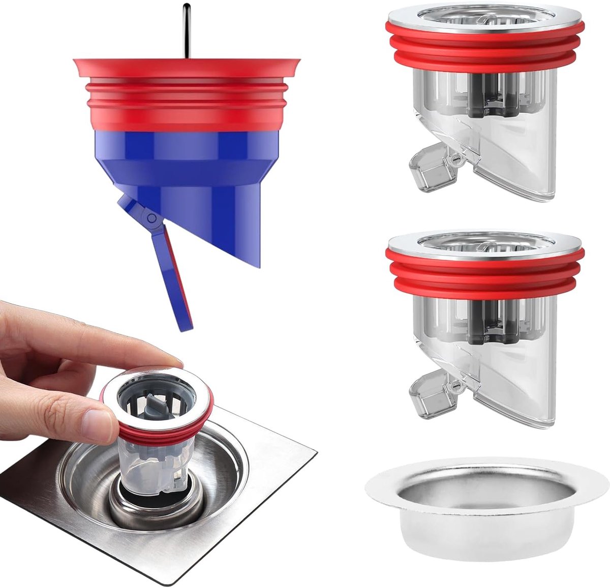 3 stuks geurafdekking, douche, 1 stuk 35-52 mm, doucheafdekking, 2 stuks 33-50 mm, vloerafvoerafdekking, geurstopper, afvoer, douche voor badkamer, keuken, balkon
