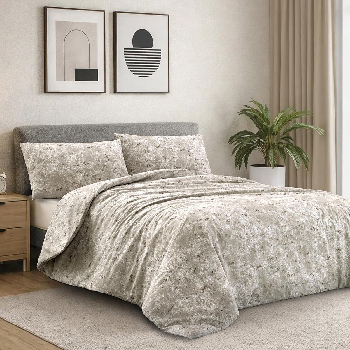 Home - Beddengoedset voor eenpersoonsbed, 100% puur katoen, zacht en gecertificeerd met 1 dekbedovertrek 155 x 210 cm + 1 kussensloop voor bed 50 x 80 cm met overslag van 18 cm, dekbedovertrek