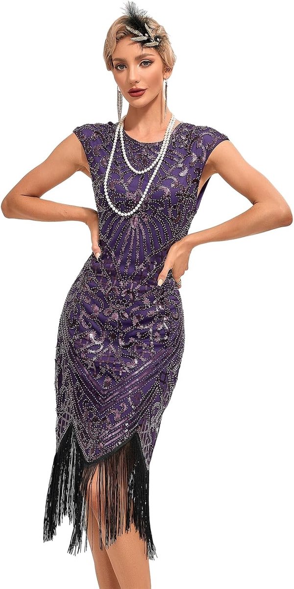Avondjurk voor dames, flapper baljurk, cocktailjurk, jaren 20, Art Deco, Great Gatsby, party, vintage, retro