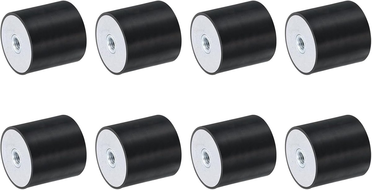 8 stuks 40 x 40 mm M8 schroefdraadbussen van rubber, trillingsisolatoren, vervangt antivibratiepads, plat silentblok basisblok