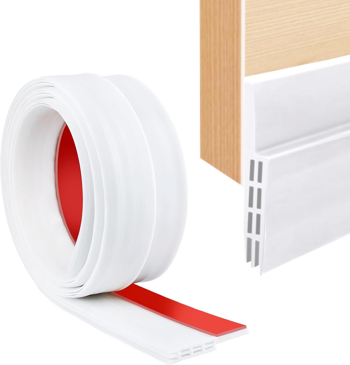 Siliconen deurtochtstopper - 99 cm deurafdichtingsstrip voor onder de deurafdichtingsspleet binnen- en buitendeuren, weerstrippen, geluiddicht (wit)