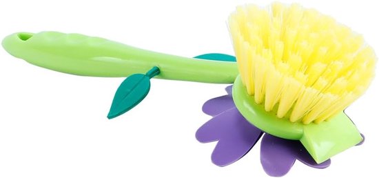 2 stuks bloemvormige reinigingsborstels met afneembare handgreep voor keuken, badkamer, toilet, kom, vaat, potreiniger, groen — afbeelding 5