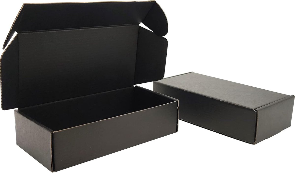 Postdozen, 180 x 130 x 50 mm, Zwarte Verzendingskartonnen Dozen voor Verzending, Verzending, Verpakkingsdozen voor Kleine Bedrijven (pak van 25)