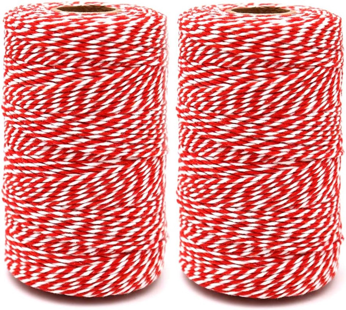 Rood en wit bindgaren, 400 m katoenen koord, 2 mm knutselkoord, decoratief koord, perfect voor doe-het-zelf kunstnijverheid, tuinieren