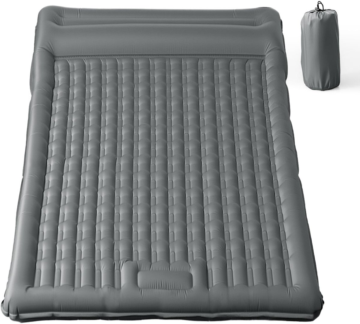Elzusha - Opblaasbaar Camping Slaapmatje met Kussen - Grijs 196x135x12cm