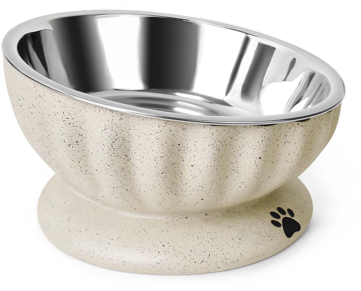 Verhoogde Voerbak voor Kleine Honden en Katten - Kantelbaar 15° met RVS Binnenbak
