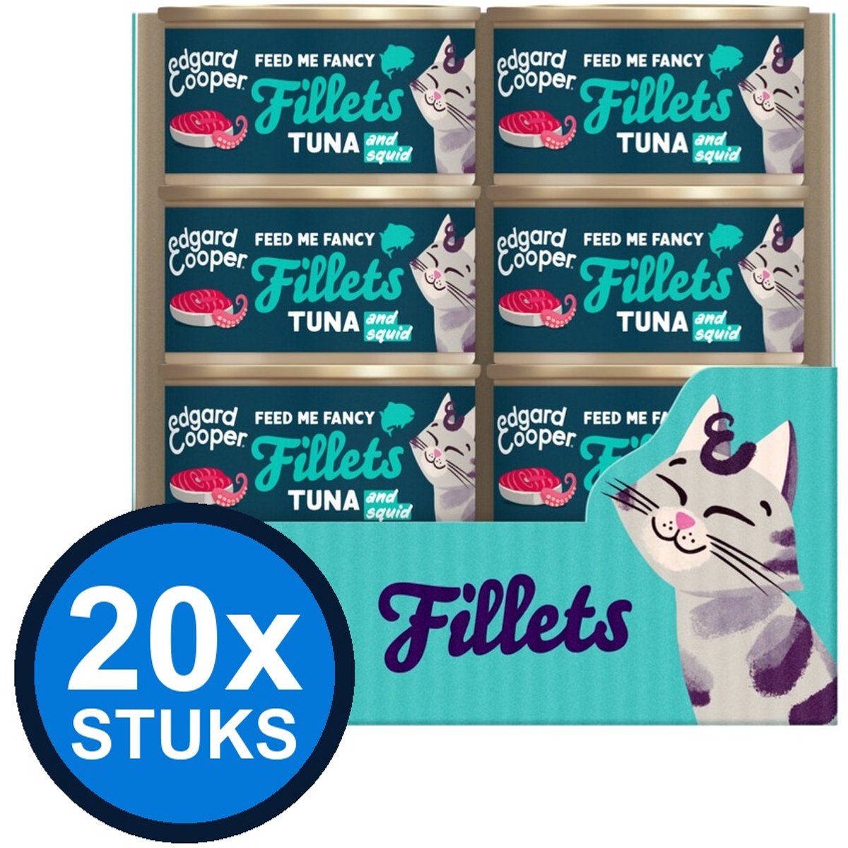 Edgard & Cooper Edgard&Cooper kat fillets tonijn&inktvis 70gr