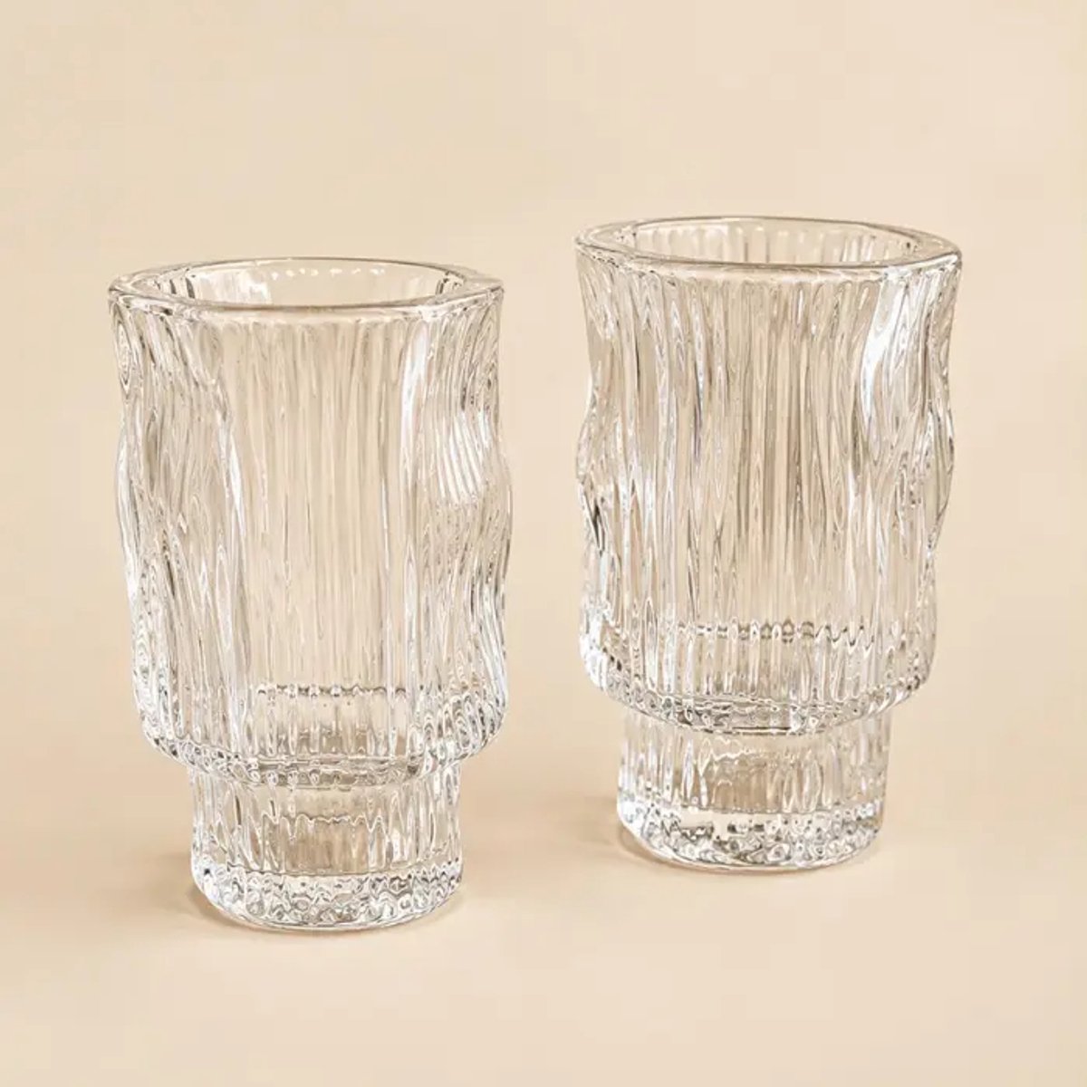 Mizu – drinkglazen – set van 6 – geribbeld – 200 ml – helder – vaatwasserbestendig