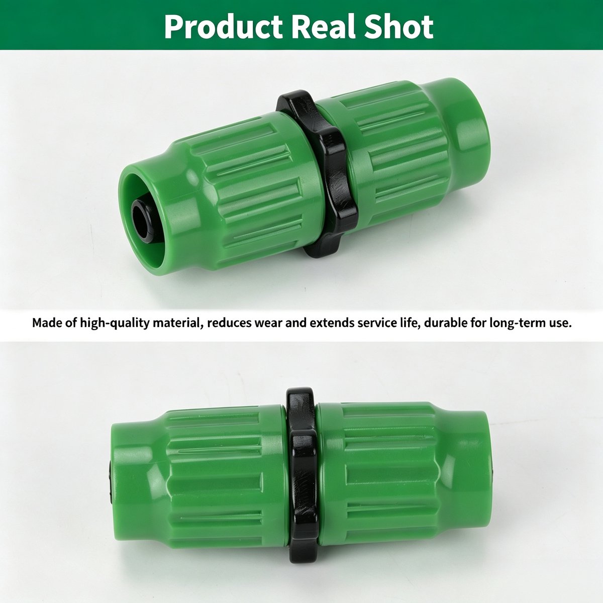 2 stuks - snelkoppeling voor waterslang - reparatie connector flexibele slang tuinslang koppeling - stevig - past op slang met binnendiameter 8mm en buitendiameter 11mm - autowassen, tuinbesproeiing - groen – foto 2