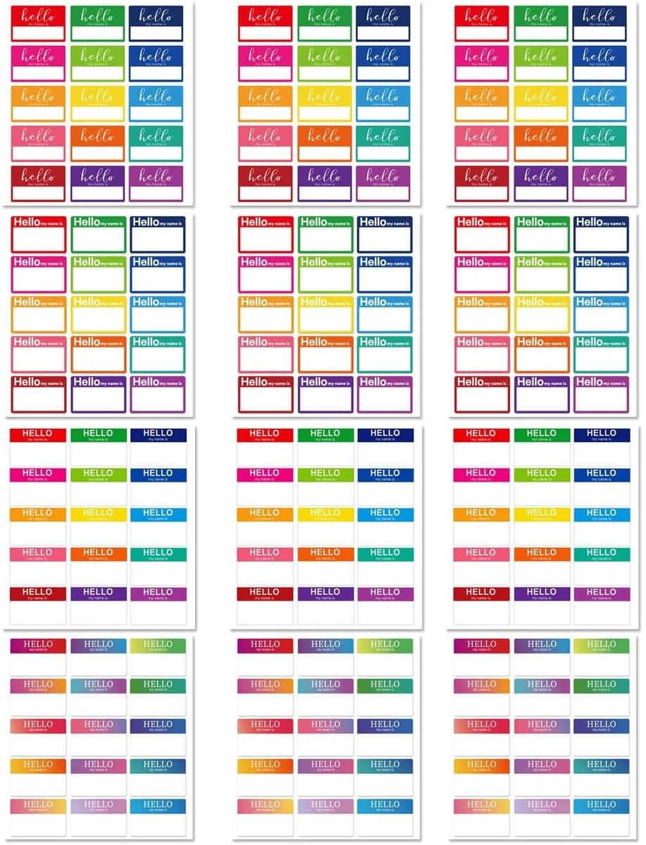 SolidKeus - Set van 12 Gekleurde Naamstickers voor School en Thuis