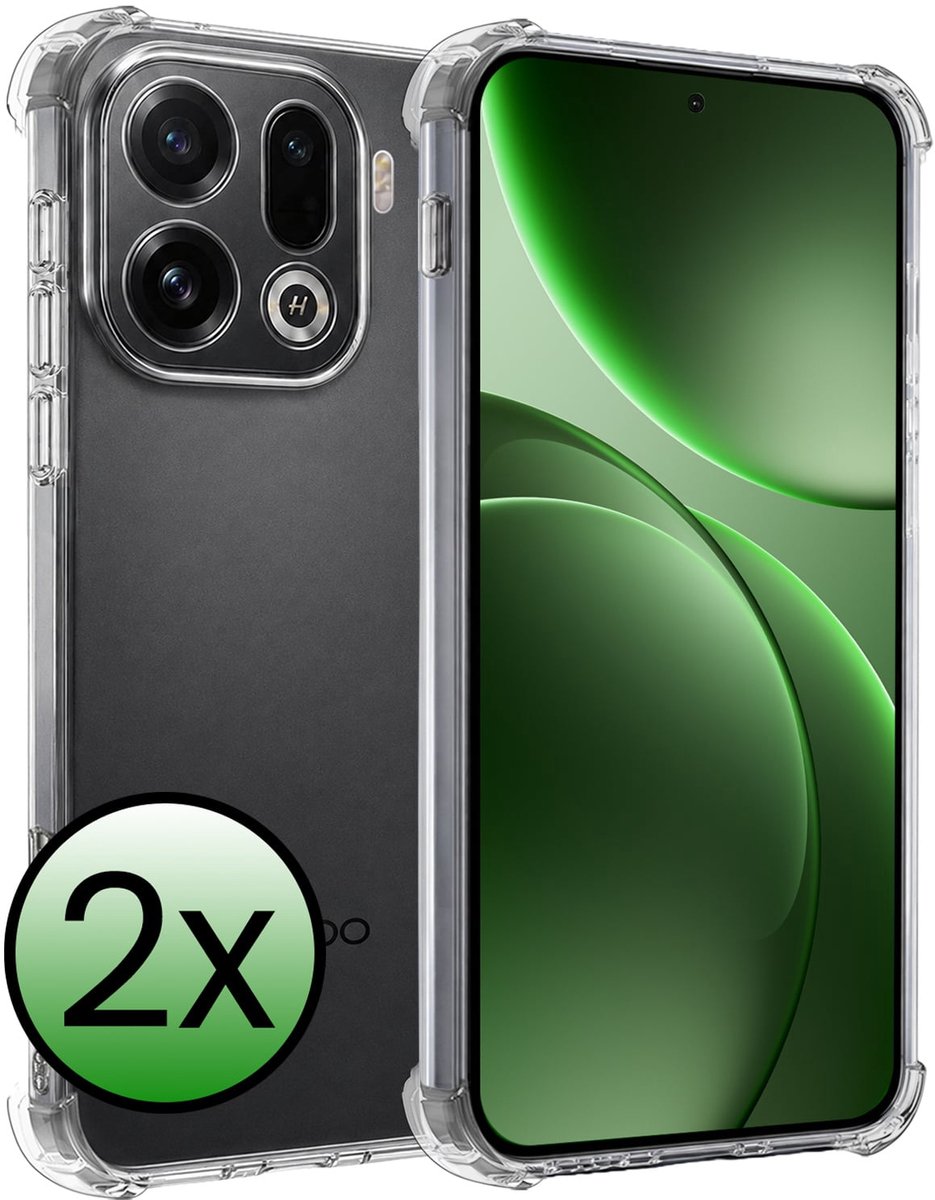 Hoesje 2 Stuks - Geschikt voor OPPO Find X9 Pro - Sterk & Shockproof - Siliconen Case - Back Cover - Telefoon Hoes Shock Proof - Transparant