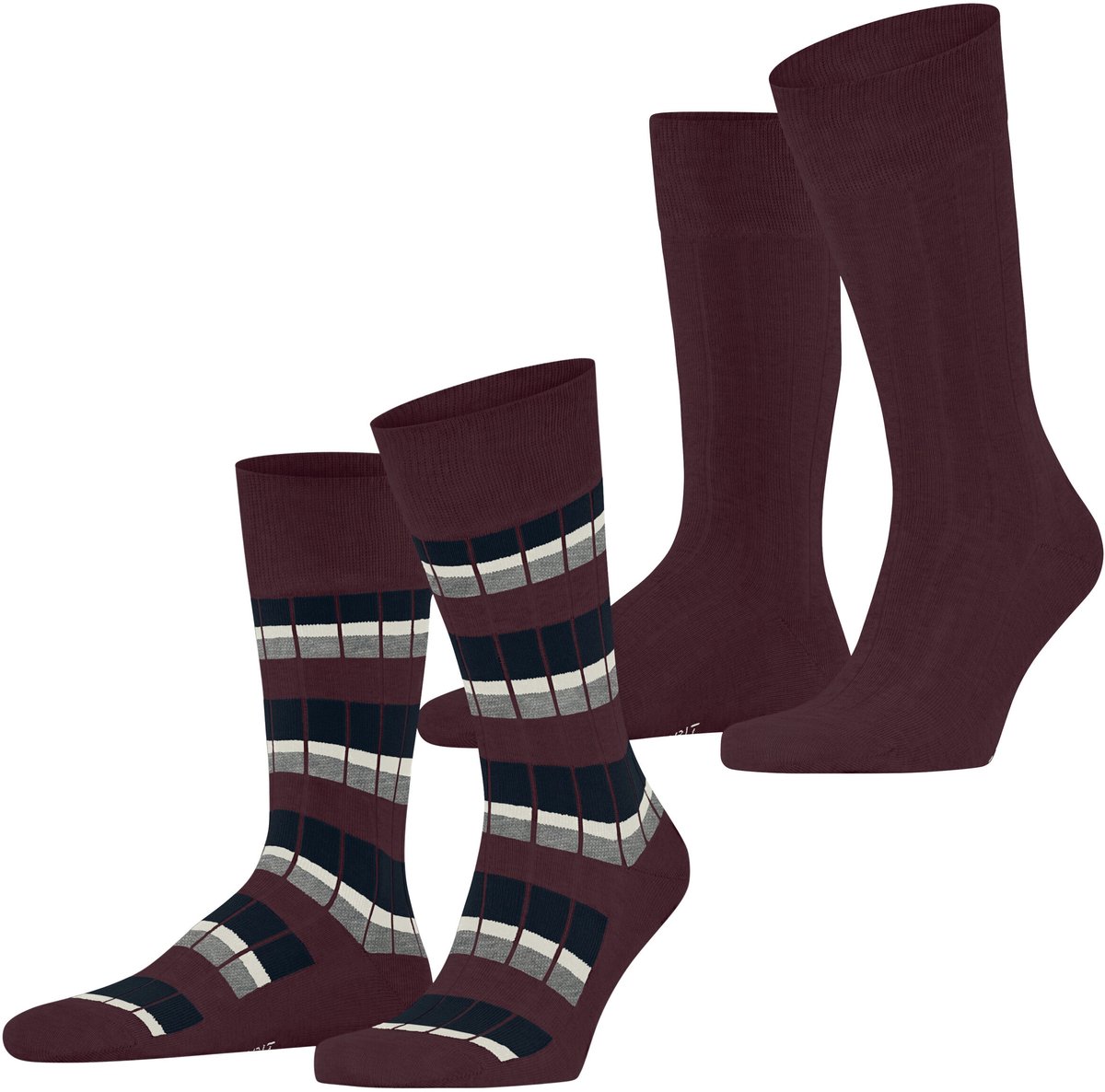 Esprit Urban Rib 2 Pack gedessineerd katoen multipack sokken heren rood - maat 43-46