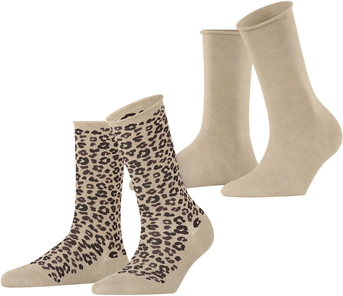 Esprit Flower Bloom 2 Pack gedessineerd katoen multipack sokken dames beige - maat 35-38