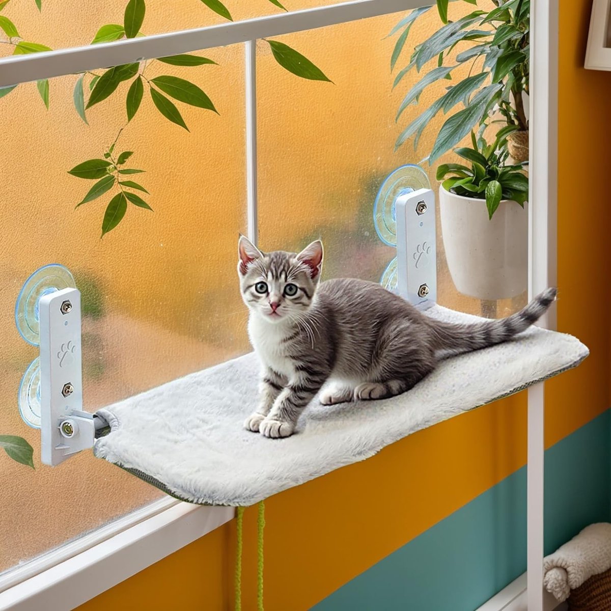 Katten Hangbed - Raamligstoel - Ontspannen Zonnebaden - Omkeerbaar Seizoensgebonden - 52x30cm - Grijs