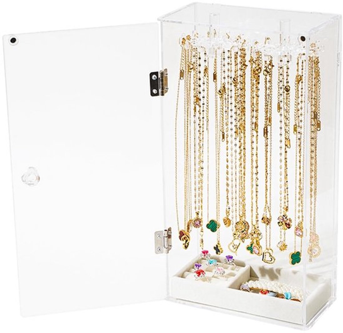 Kettinghouder met 24 rotatie haken - Sieraden organizer - Sieradenrek - Fluwelen lade voor ringen - Oorbellenhouder - Helder design - Sieradenhouder