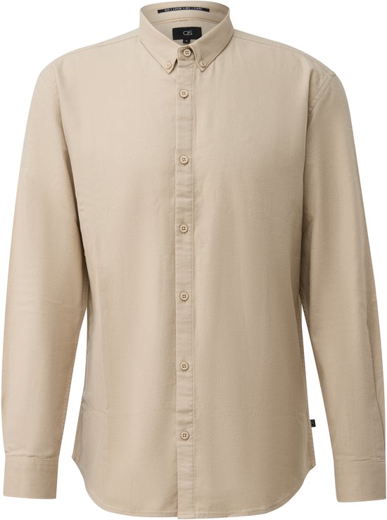 Beige casual overhemd met lange mouwen en knopen.