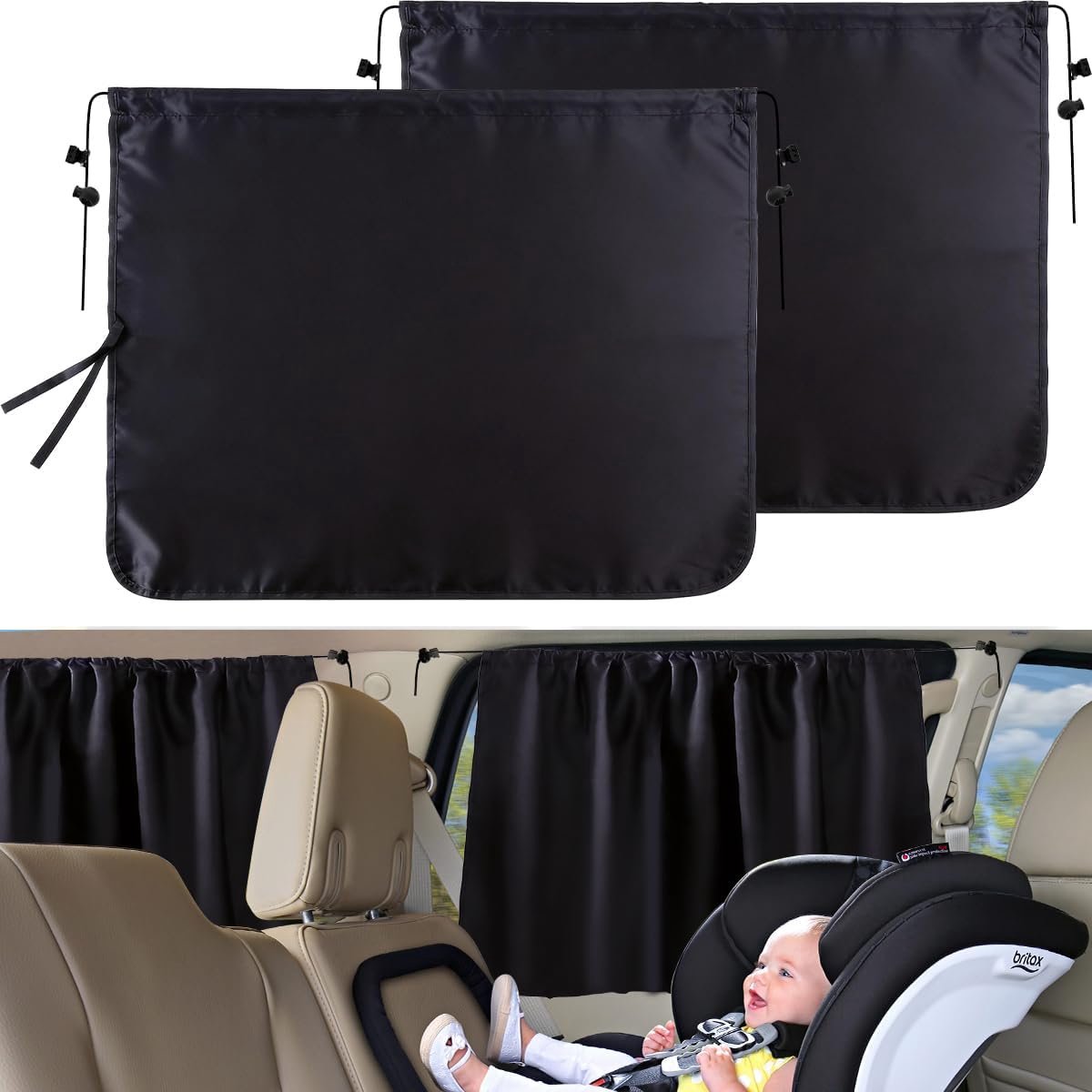 2 stuks autoscheidingsgordijnen, zonwering, 66,5 x 47 cm, zonwering voor zijruiten, hittebescherming en zonwering voor kinderen, autogordijnen voor kamperen, reizen en kinderen slapen