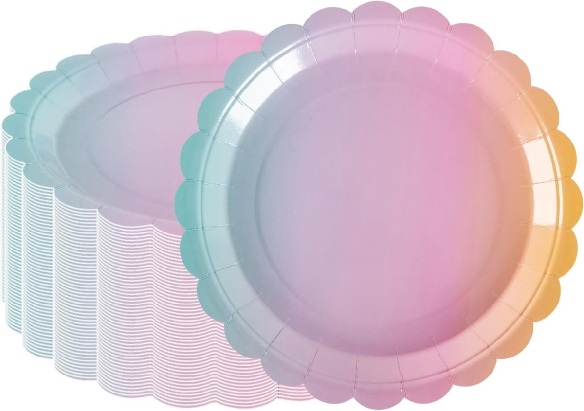 50 STKS 23 cm Regenboog Kleur Papieren Platen, Heavy-Duty Party Servies voor Verjaardag, Baby Shower, Eenhoorn Party Thema Party Decoraties