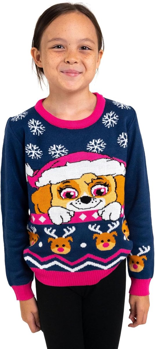 Patrol wintertrui voor meisjes - Skye winter gebreide trui sweatshirt Ugly sweater blauw/roze
