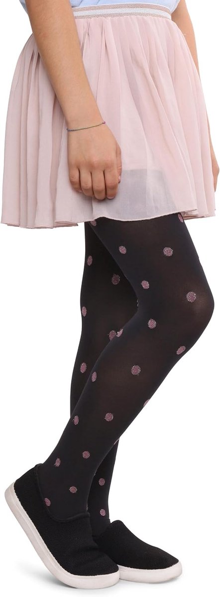 Balletkleding voor meisjes, glitterpanty met stippen, elegante balletpanty voor meisjes, 40 denier, comfortabele, zachte, elastische panty met versterkte tenen en tailleband