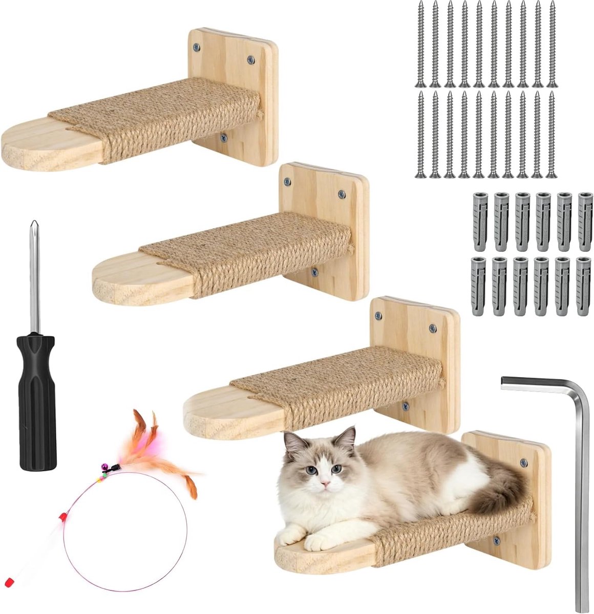 Muur met hartvormige veerhengel ter bevordering van de beweging van de kat