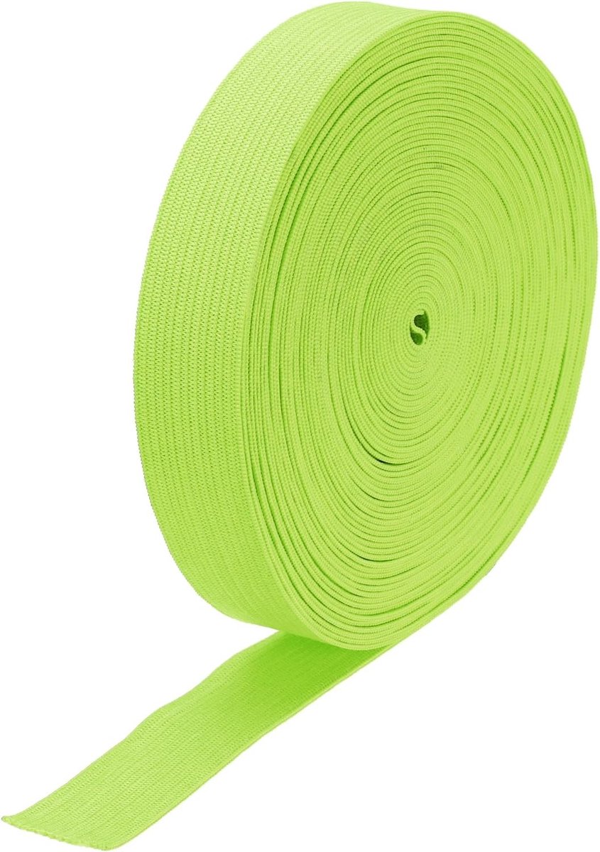 Elastische naaiband, 2 cm, 10 meter, limoengroen, spoel van elastisch breiwerk, hoge elasticiteit voor pruiken, riemen, broeken