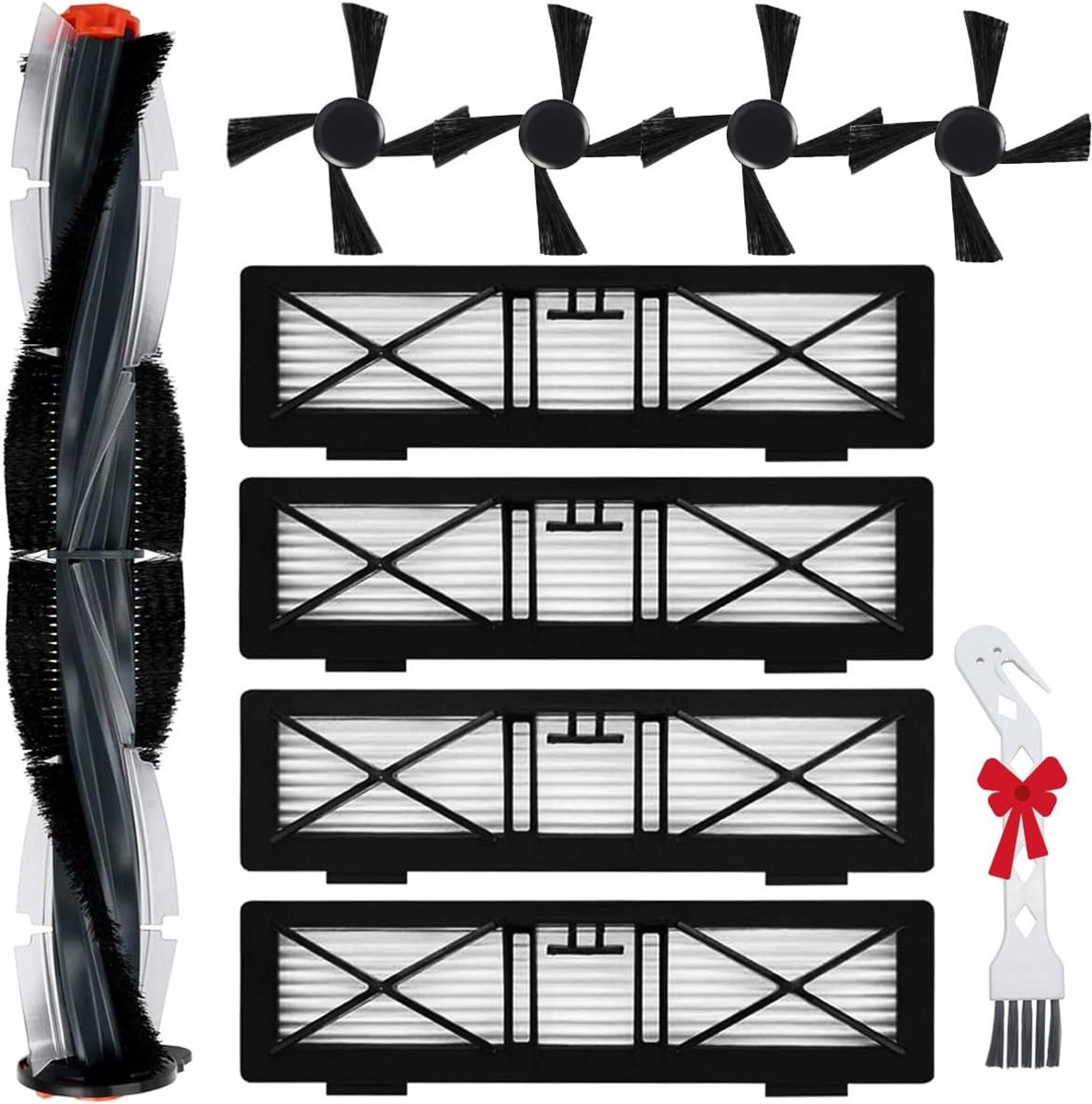 Parts for Neato Botvac D Series D7, D75, D3, D4, D5, D6, D8, D80, D85 Robot Vacuum Cleaner, Accessories Kit 1 Main Brush, 4 Side Brush, 4 Ultra Performance Filter, 1 Cleaning Brush