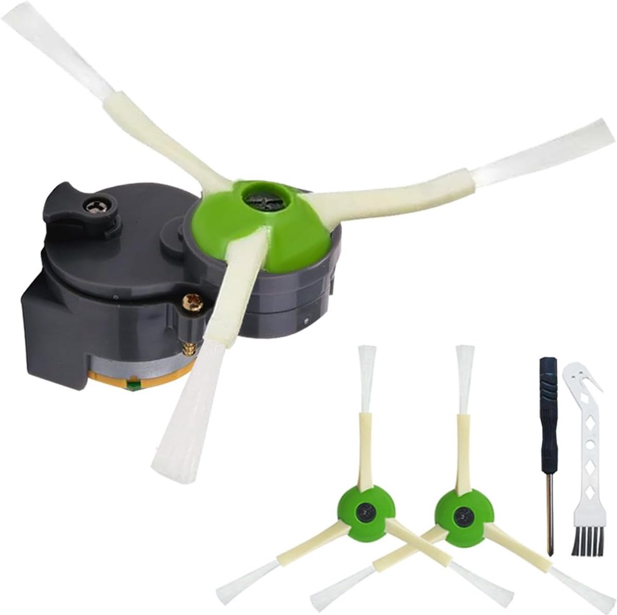 Side Brush Motor Module Parts for iRobot Roomba E6 E5 i7 500 600 700 800 900 Series Robot Vacuum Cleaner Accessory 1 Motor Module, 2 Side Brushes, 1 Screwdriver, 1 Cleaning Brush