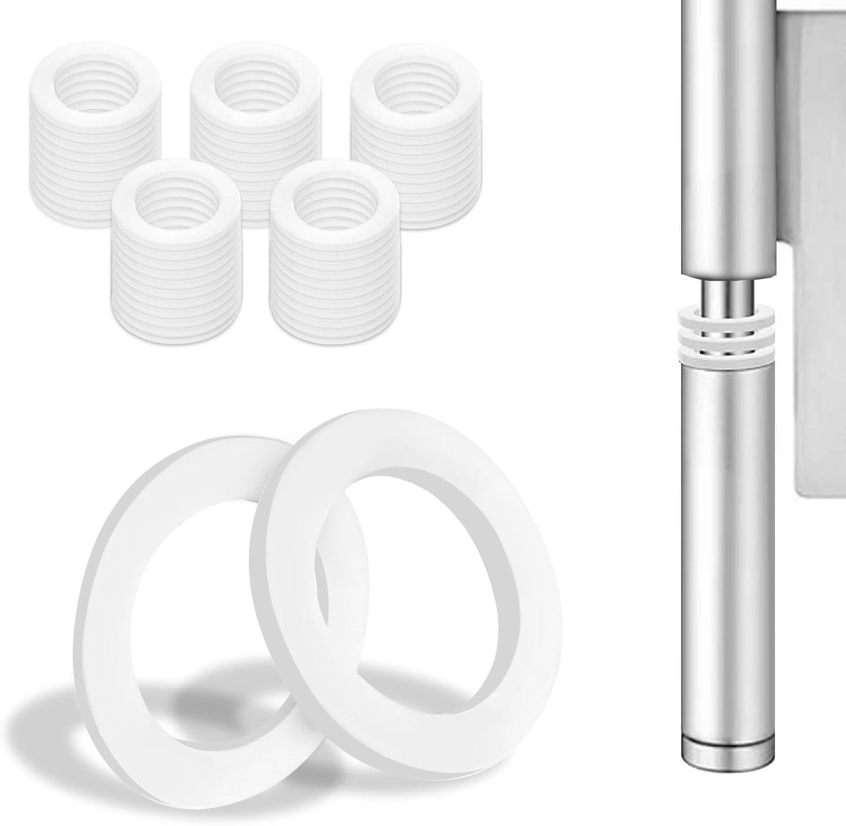Kunststof kamerdeuren 52 stuks sluitringen deurscharnier 10 mm x 15 mm montageringen zonder slijtagesporen, 1 mm 26 stuks & 2 mm 26 stuks