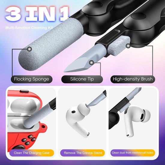 Compatibel met AirPods Pro 3e generatie hoes met reinigingsset, klassiek ontwerp voor draagbare gameconsoles, zachte siliconen beschermhoes voor Apple AirPods Pro 3 oplaadhoes, rood van compatibel — afbeelding 4