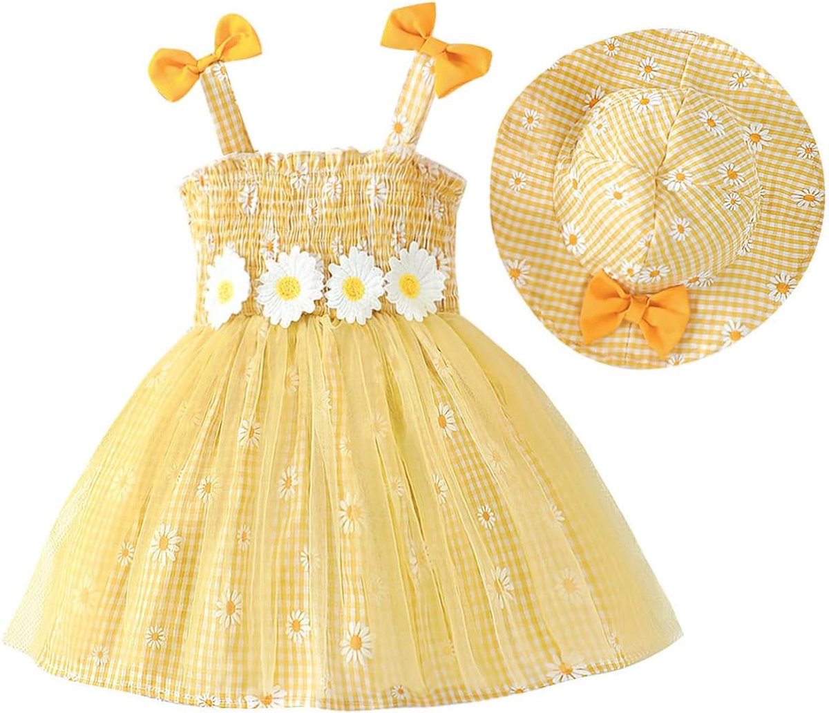 Zomerkleding voor peuters en baby's zomerjurk mouwloze bloemenprint met schattige hoed jurken voor peuters