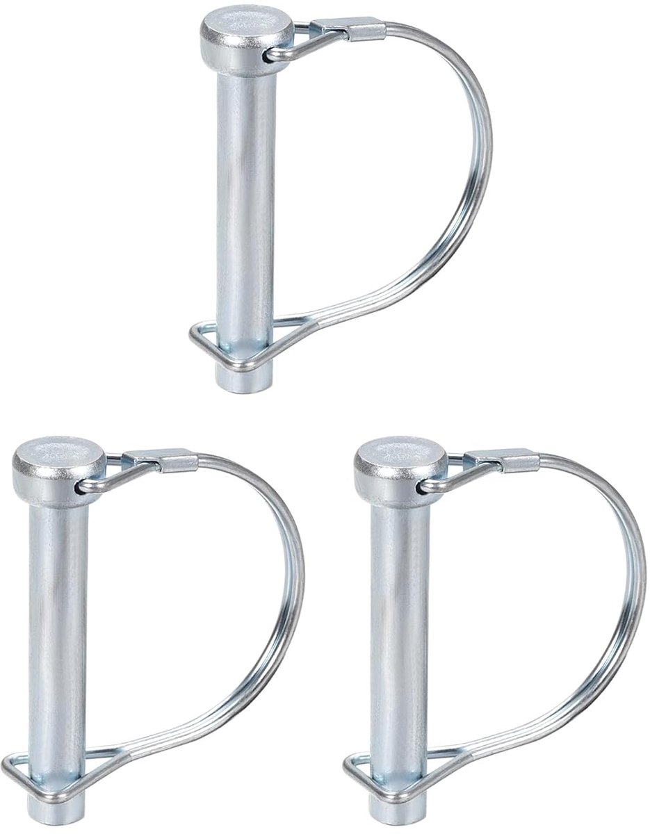 Stekker voor het vergrendelen van de boom, 10 mm x 60 mm (d x l), 3 stuks, ideaal voor aanhangers, landbouw en gazon, ronde stekker van koolstofstaal, kleur zilver