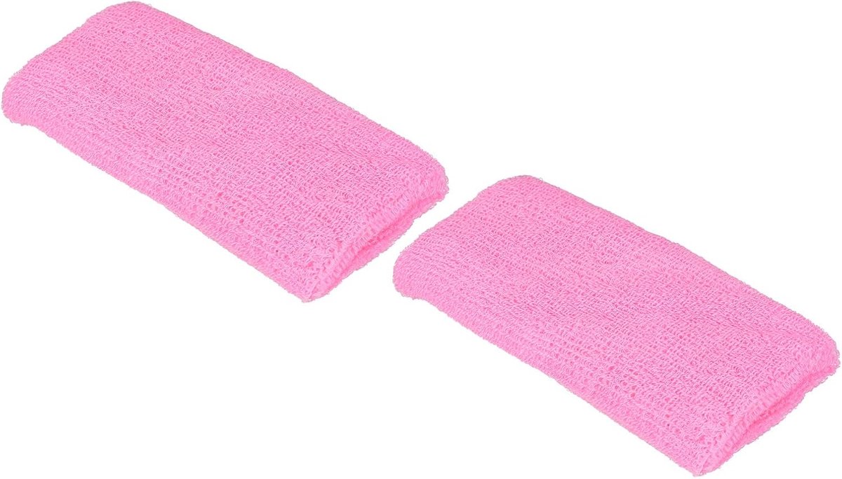 Sport polsbandjes 8x15cm, 2 stuks katoenen badstof absorberende zweetband voor tennis basketbal sporten atletisch hardlopen, roze
