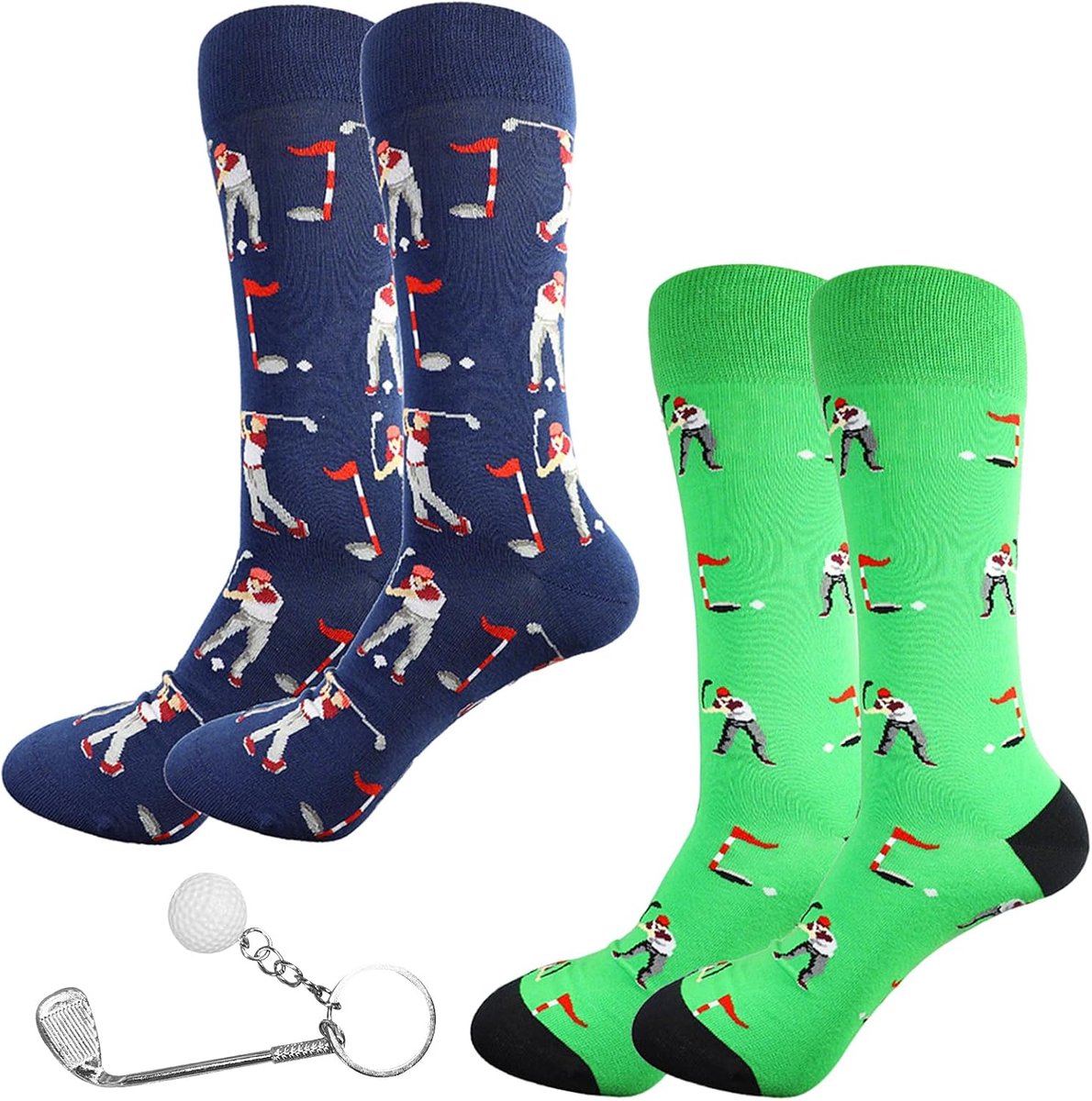 Golf accessoires sokken en sleutelhangers