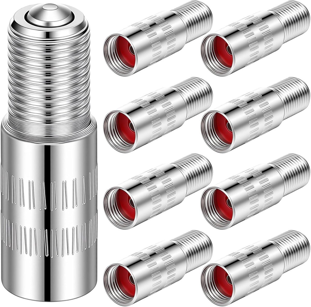 8 stuks ventielverlenging, H62-messing bandenventielverlenging | 2,7 cm ventielverlenging, autoventiel voor auto, vrachtwagen, motorfiets en e-scooter (zilver)