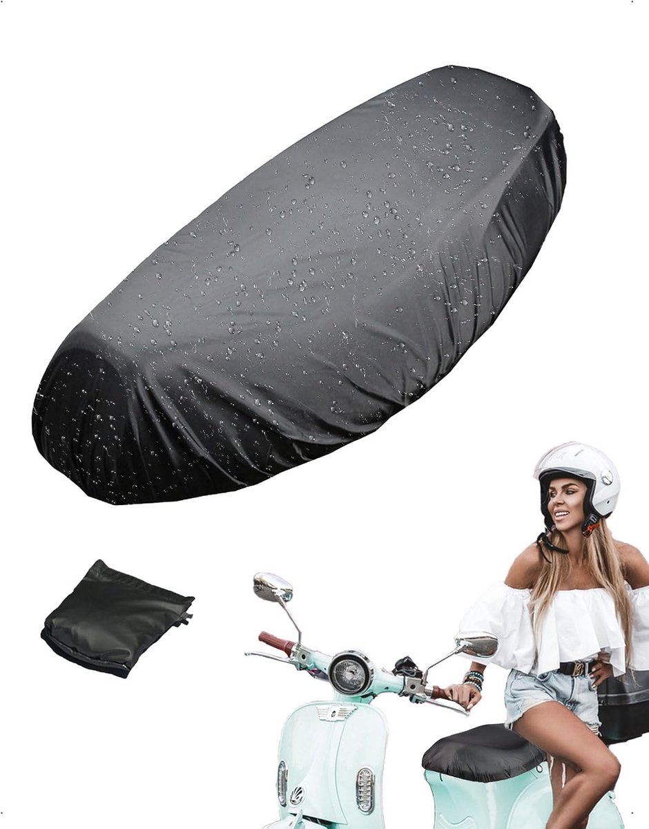 Zadelhoes voor scooters, universeel, Oxford PU, regen- en zonbescherming, elastische zadelhoes met elastische band 80-53 cm, voor motorfietsen, bromfietsen en scooters stevige hoes