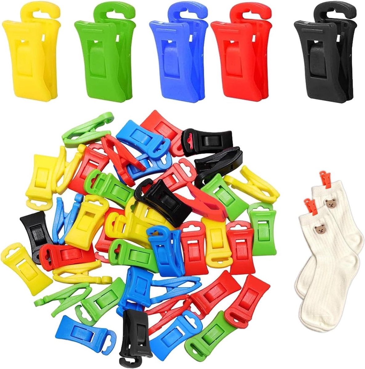 50 stuks- wasknijpers-wasknijpers kunststof-wasknijpers groot-wasknijpers plastic -Droogrek Knijpers -Knijpers-Binnen en Buiten-Strandlaken Knijpers - Badlaken Clips -Voor Handdoeken, Hoed, Jurken, Badhanddoek-Winddicht-Anti Slip-8mm