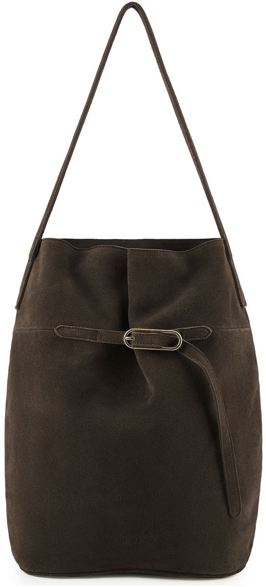 FREDsBRUDER Leren schoudertas Softly Collection Hobo Bag Wren donkerbruin