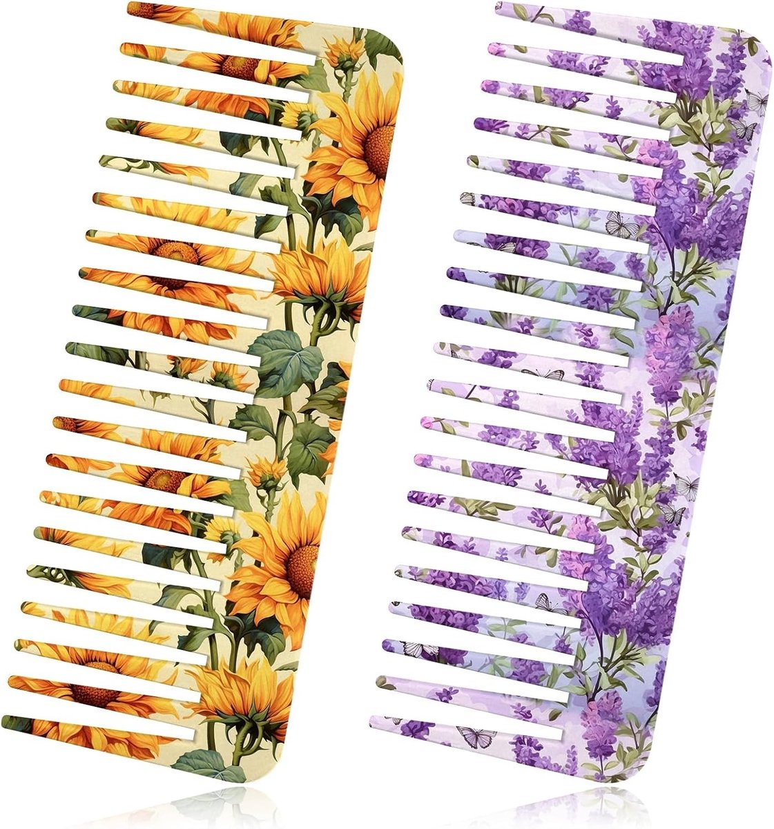 Set van 2 Kammen met Brede Tanden - Geel - 14-15 cm - Duurzaam Materiaal - Voor Dames en Heren